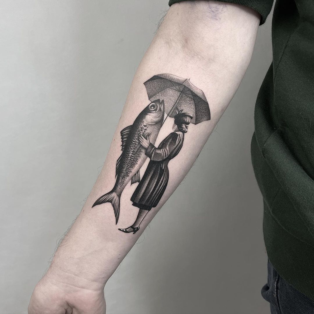 black and grey tattoo by piotr domagalski