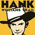 Cartoon portrait of Hank Williams in white hat