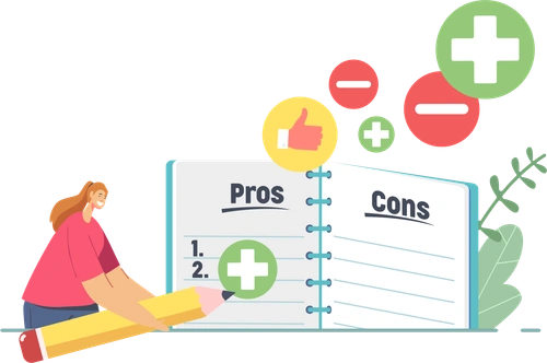 Person making a pros and cons list when considering a Medicare Advantage plan