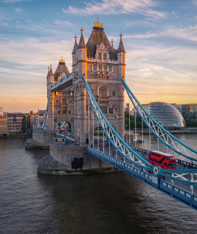 Bridge in London, United Kingdom at sunset