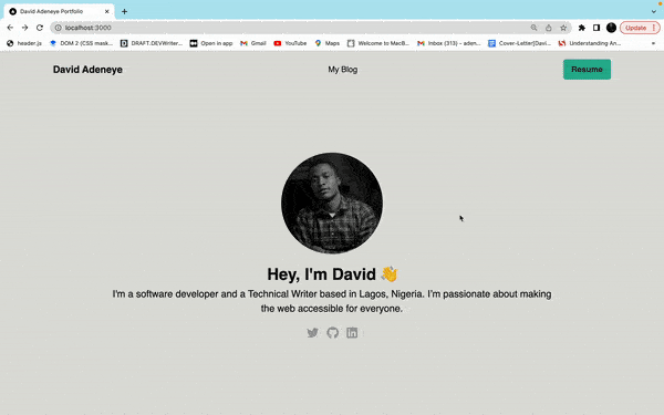 Rendered Next.js Portfolio Site without the blog