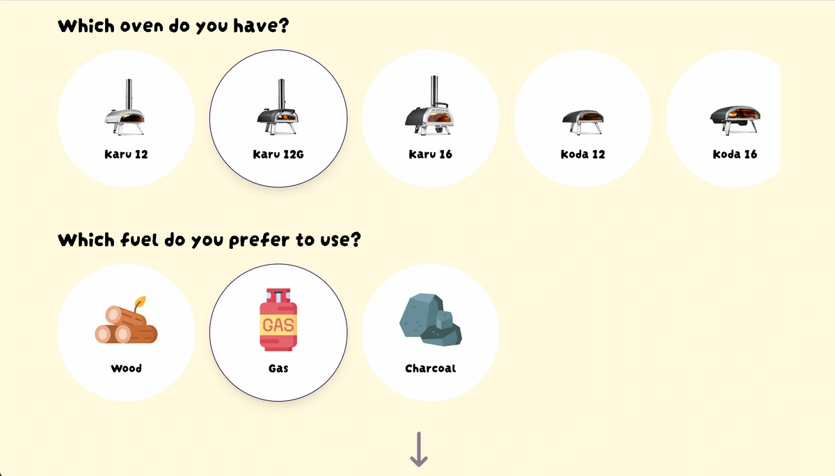 Select your oven and fuel type