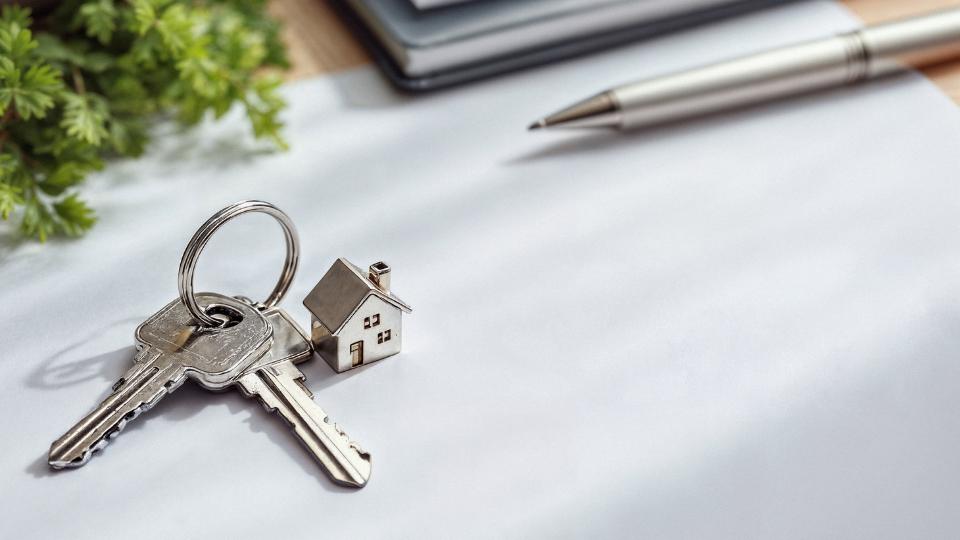 Keys to a rental property on a piece of paper