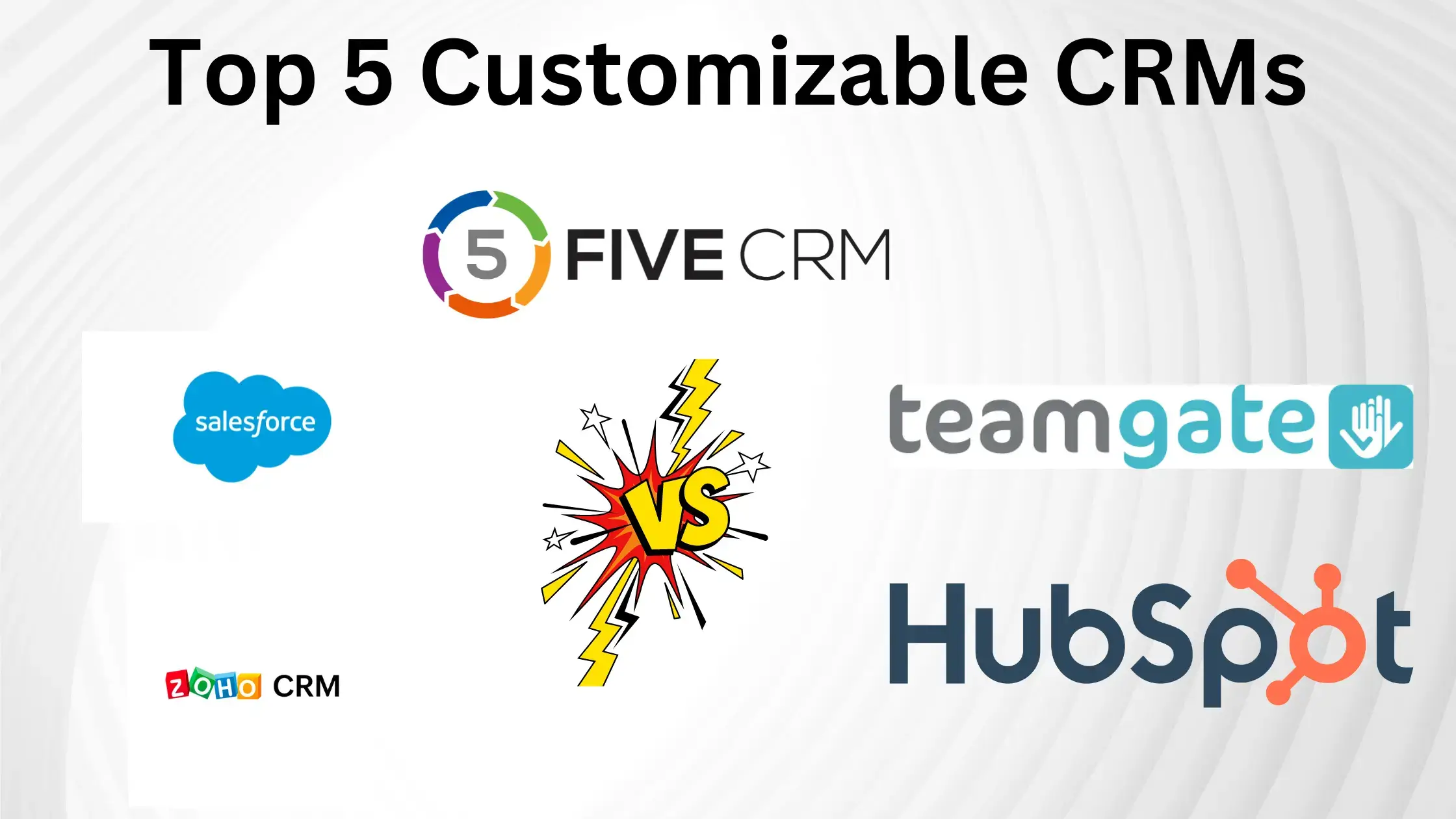 Top 5 customizable CRMs FiveCRM V Teamgate V Hubspot V Salesforce V Zoho CRM