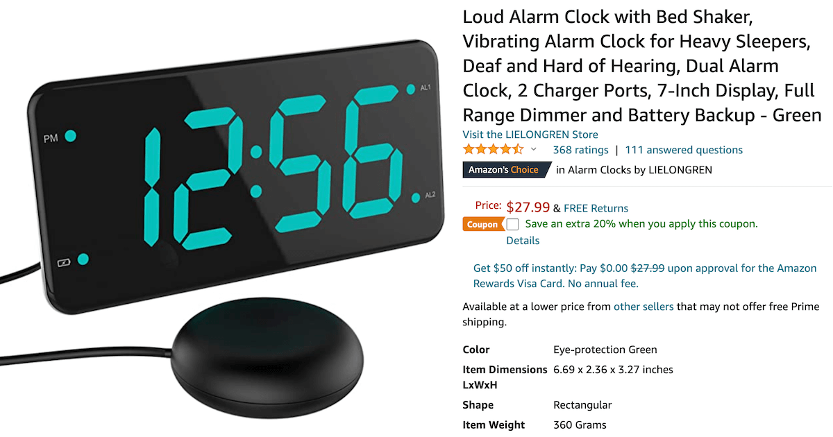 Loud Alarm Clock with Bed Shaker