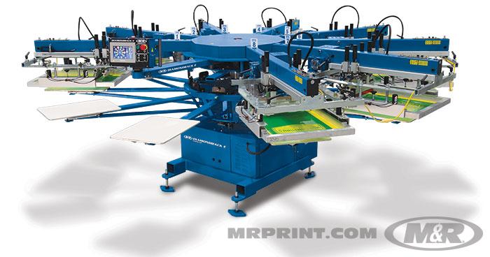 An M&R Diamondback screen printing press