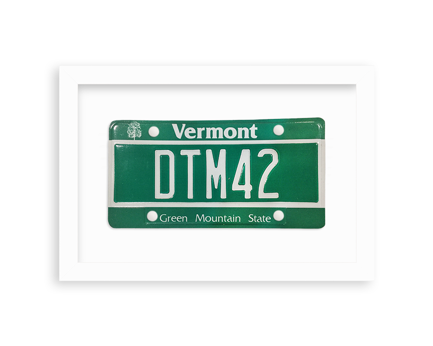 framed vanity vermont license plate