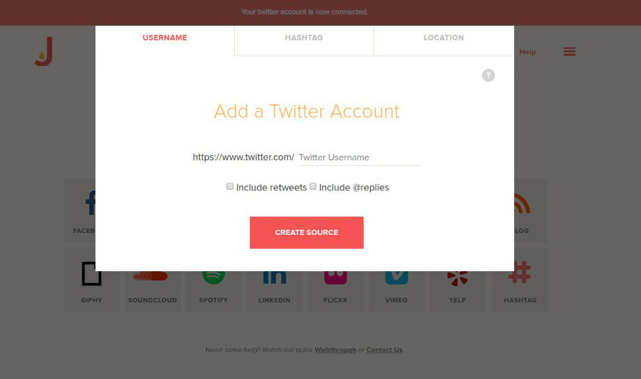 Add Twitter account to feed