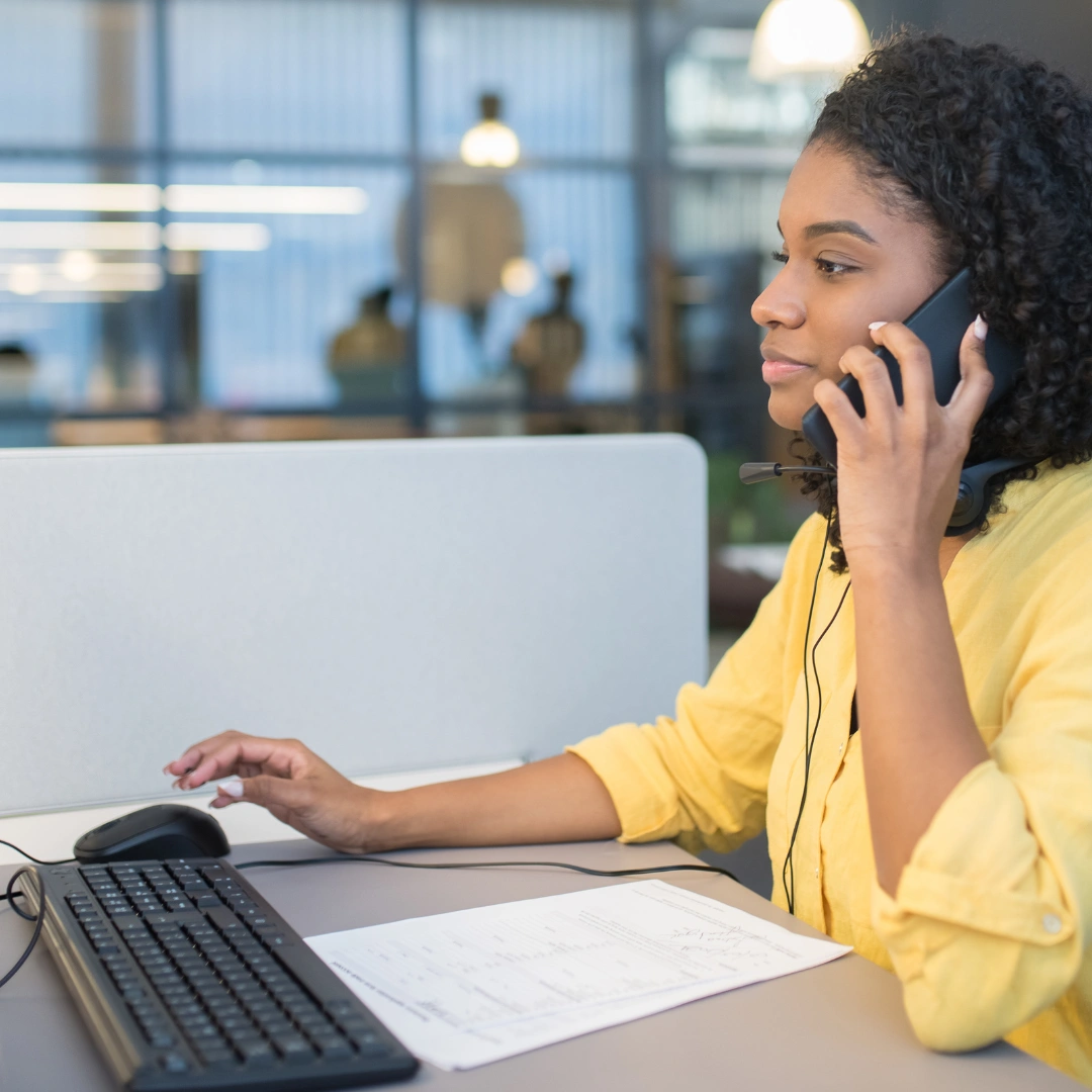 An employee on the phone.