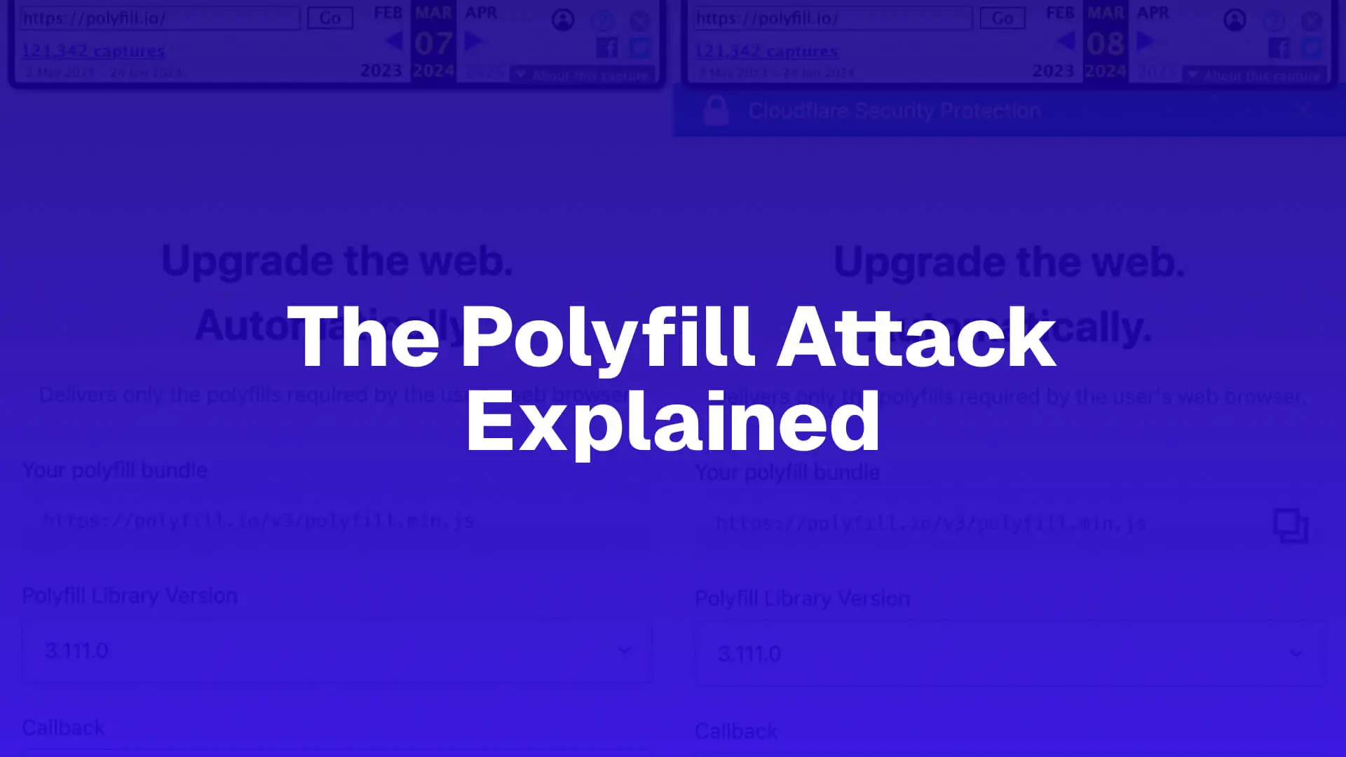 The title of the article on a blue background with a screenshot of the old Polyfill site coming through