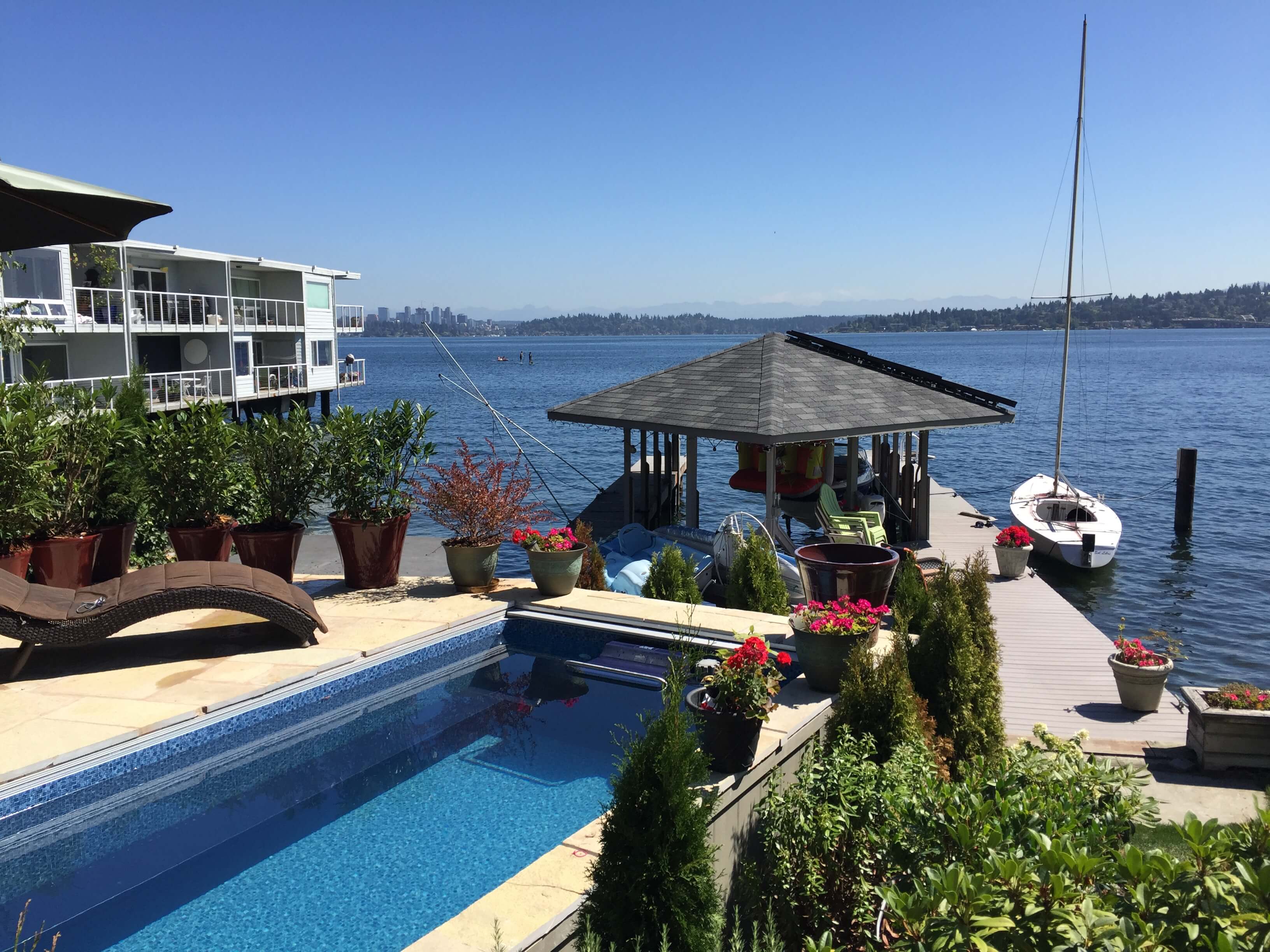 a fully in-ground Endless Pool alongside Lake Washington.