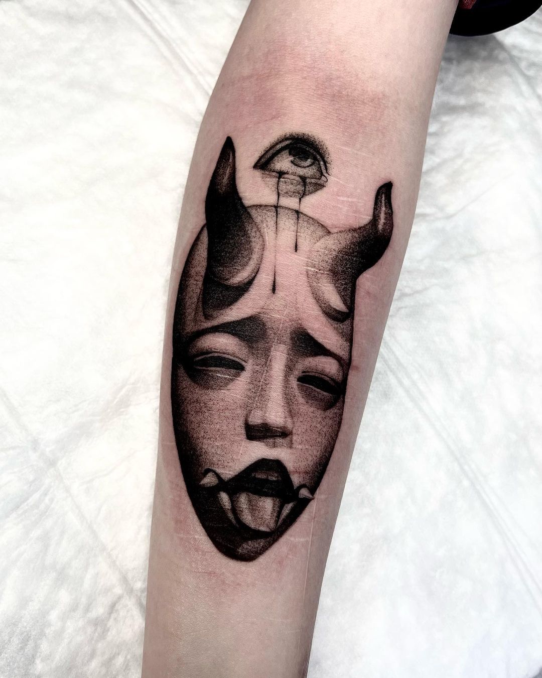 black and grey tattoo by makar