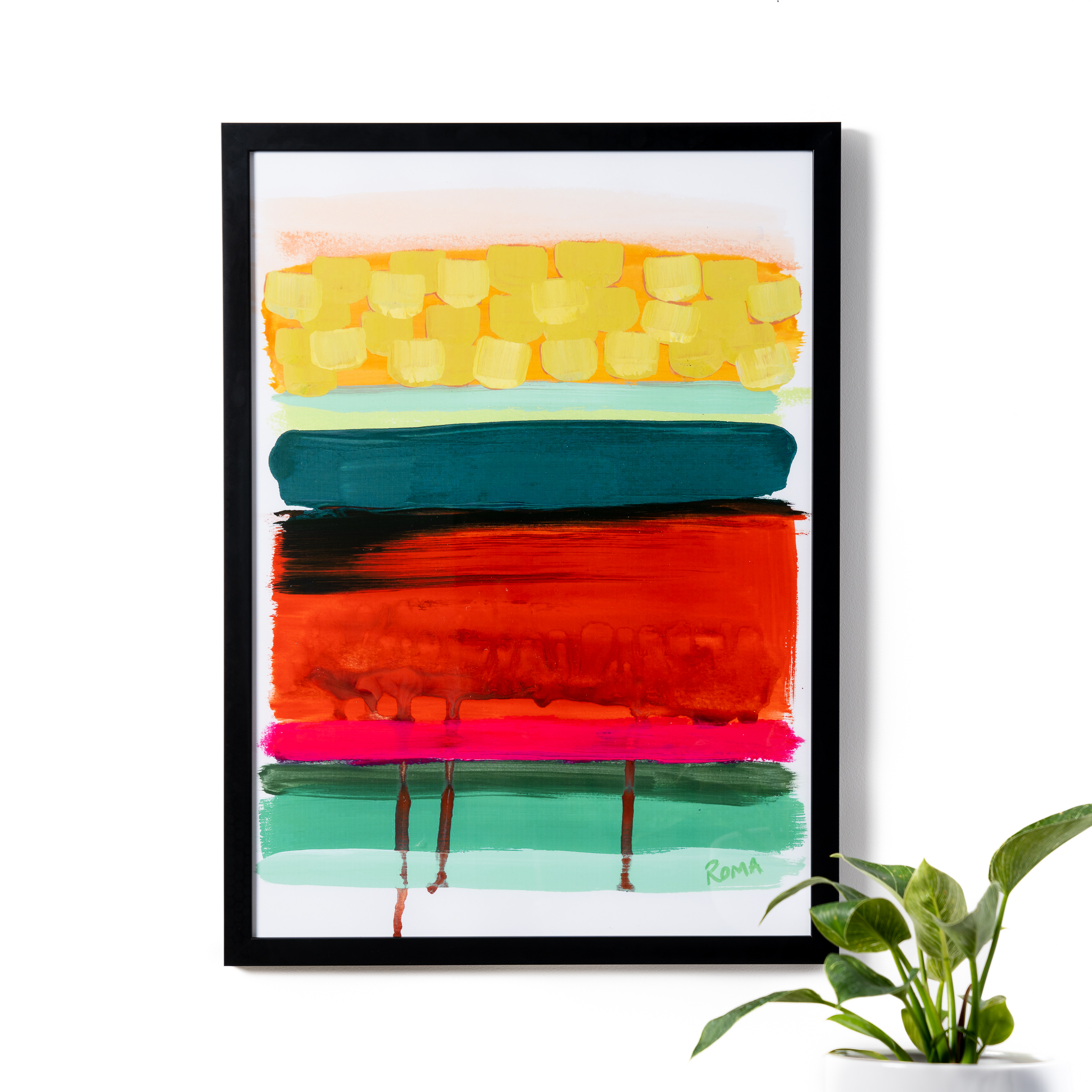 abstract art in black frame