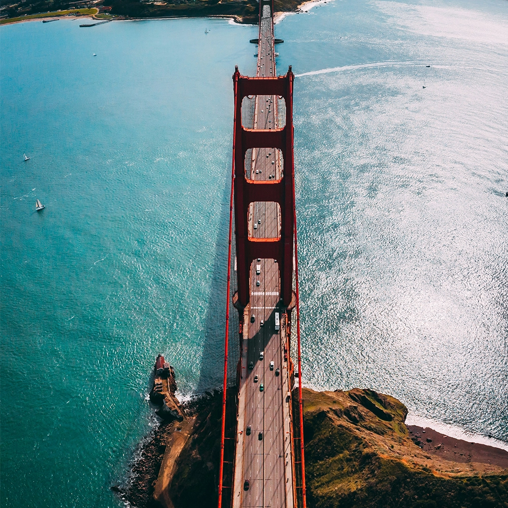 San Francisco bridge overhead