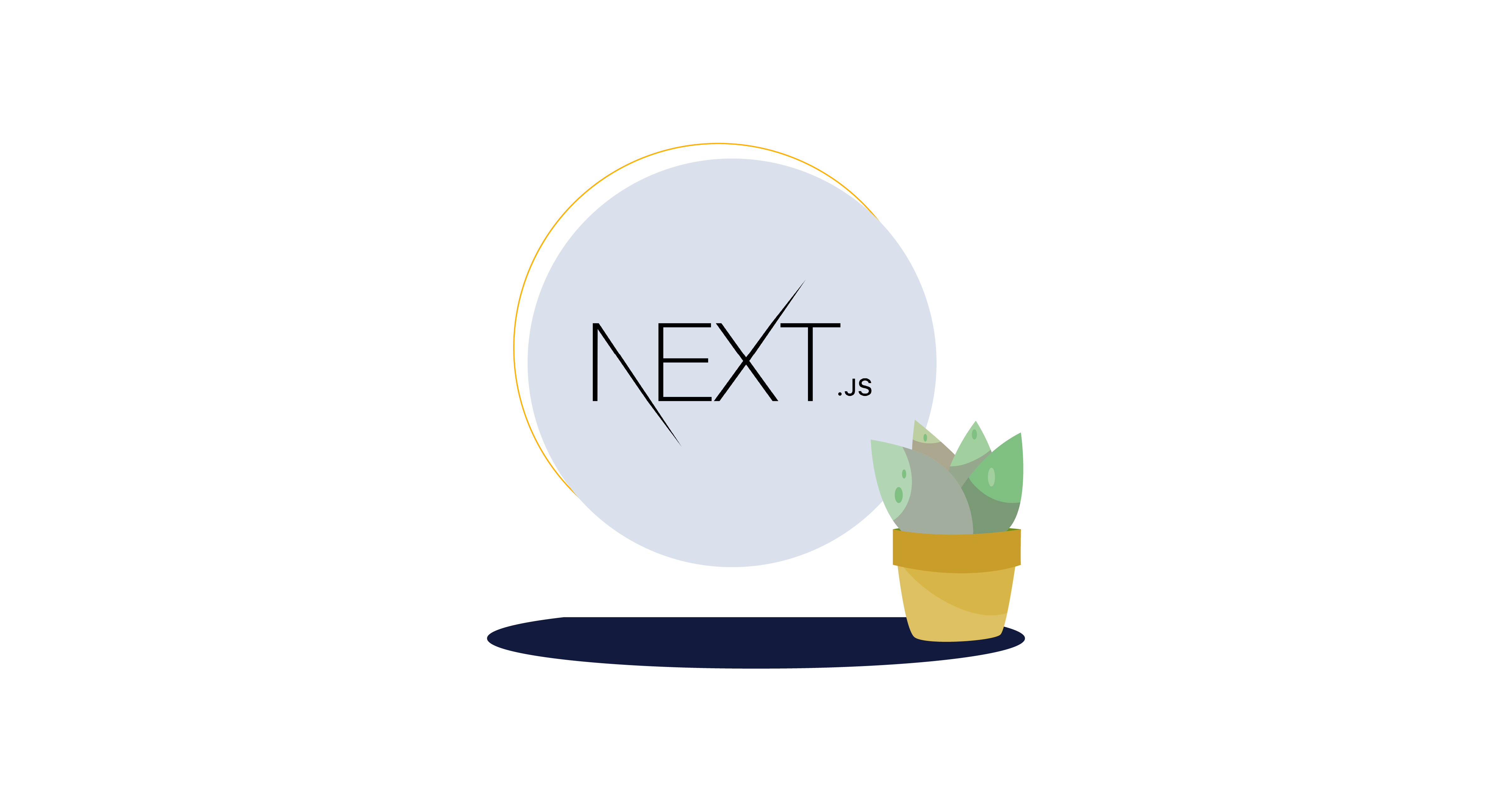 Next.js logo next to a small plant