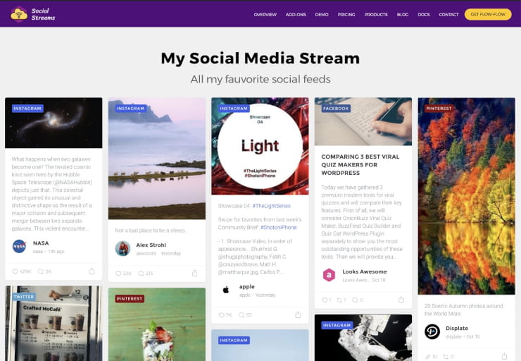 Flow-Flow Social Stream WordPress social media plugin