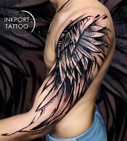 male back tattoo wings