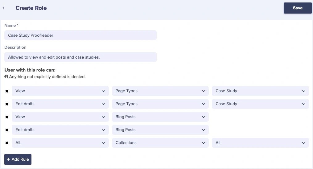 Creating a custom role in ButterCMS