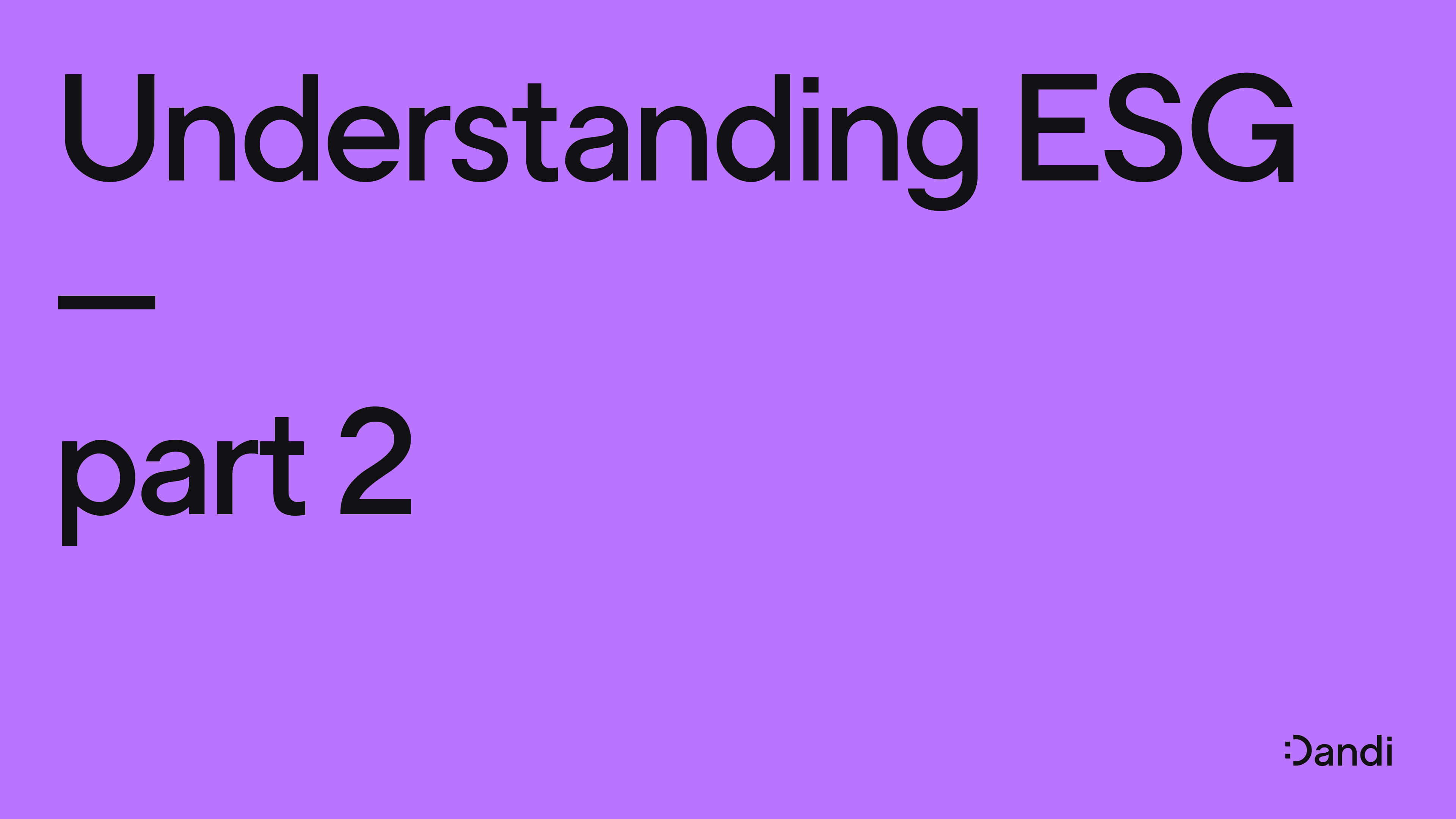 A purple card with black text reading "Understanding ESG part 2"