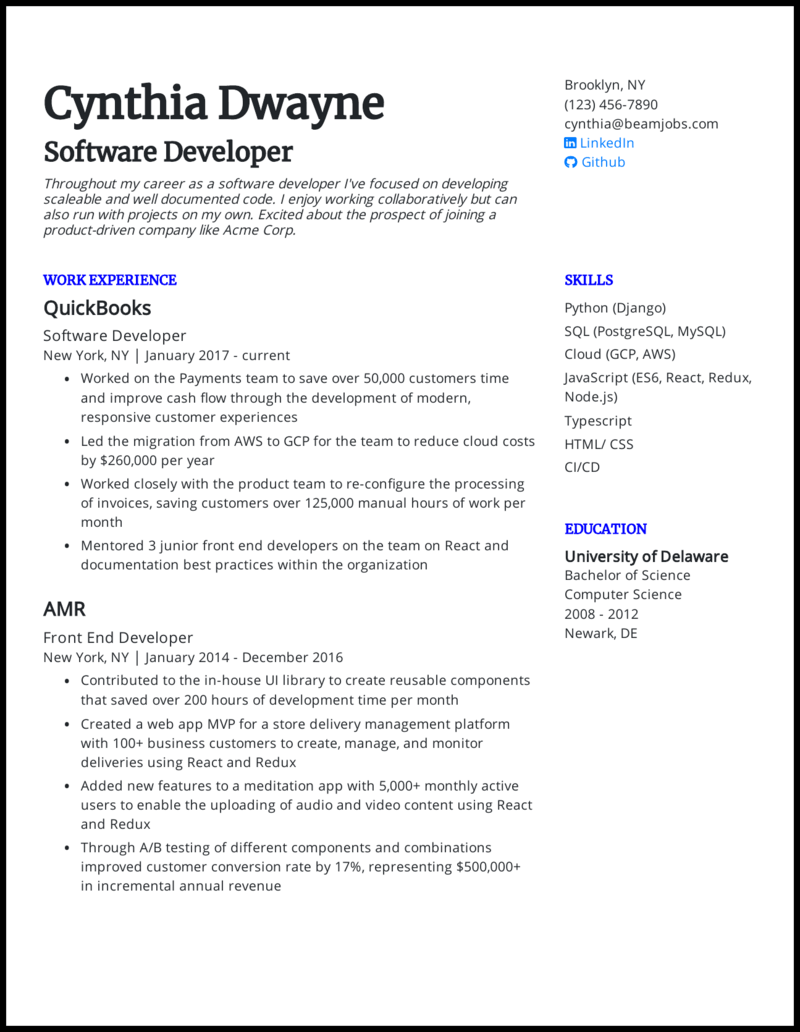 5 Software Engineer Resume Examples For 2020