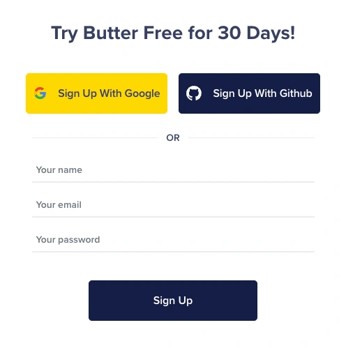 ButterCMS trial sign up form