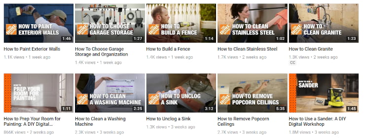 Home Depot Youtube social network