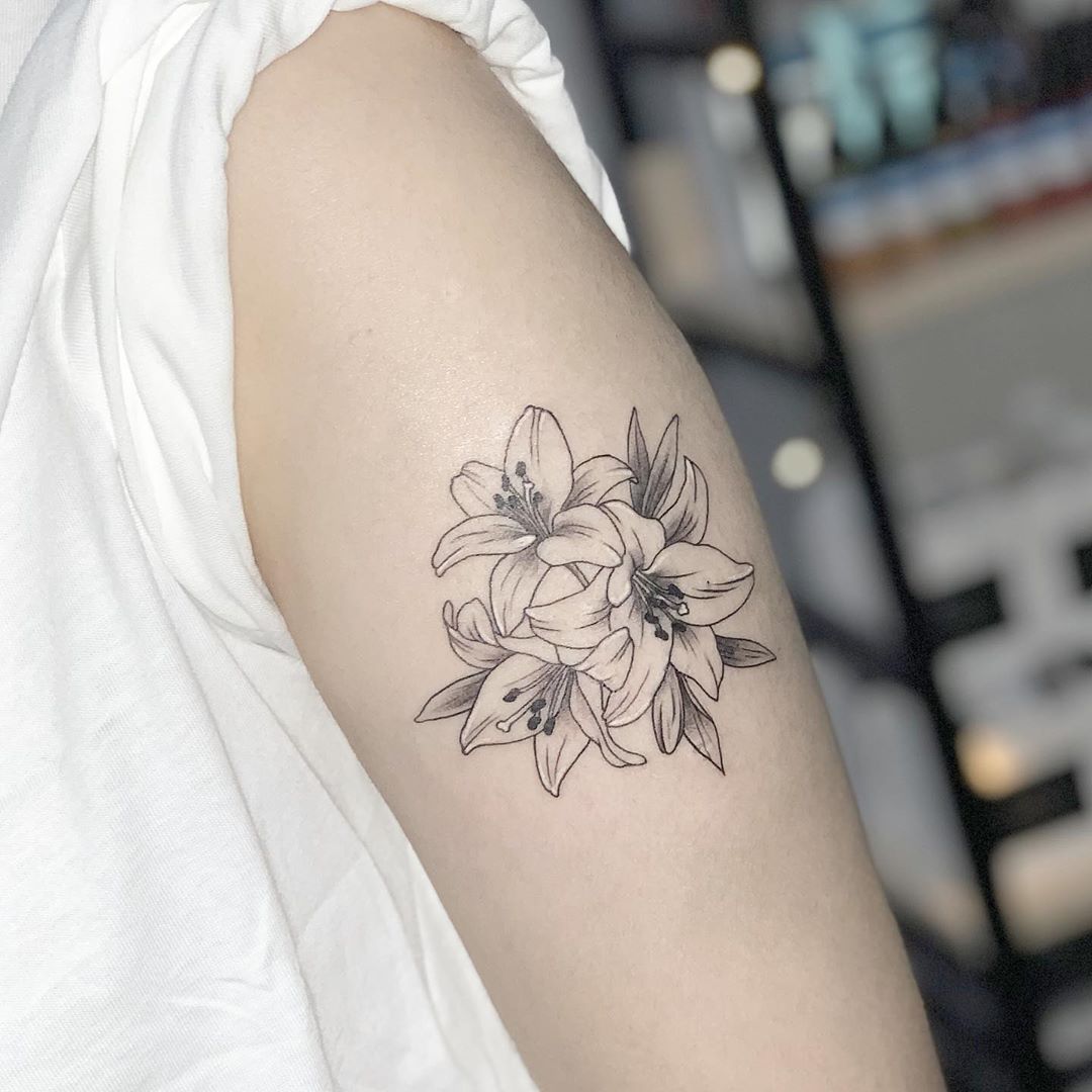 black and white lily tattoo