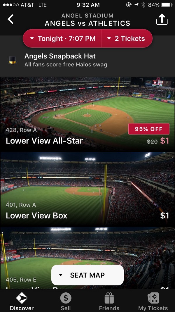 Gametime Baseball in the App