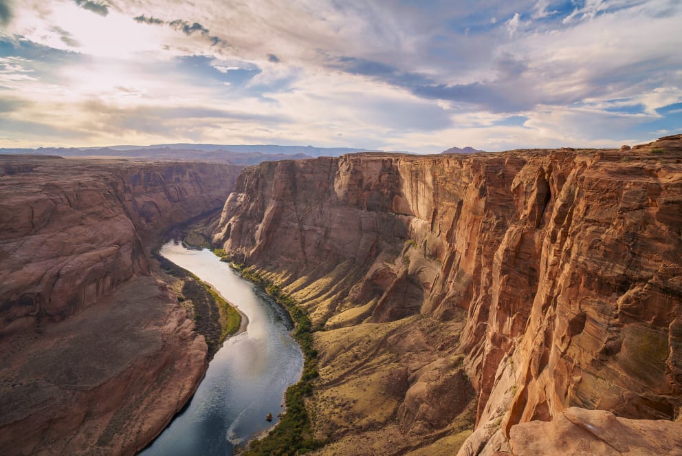 aerial view of colorado river in grand canyon