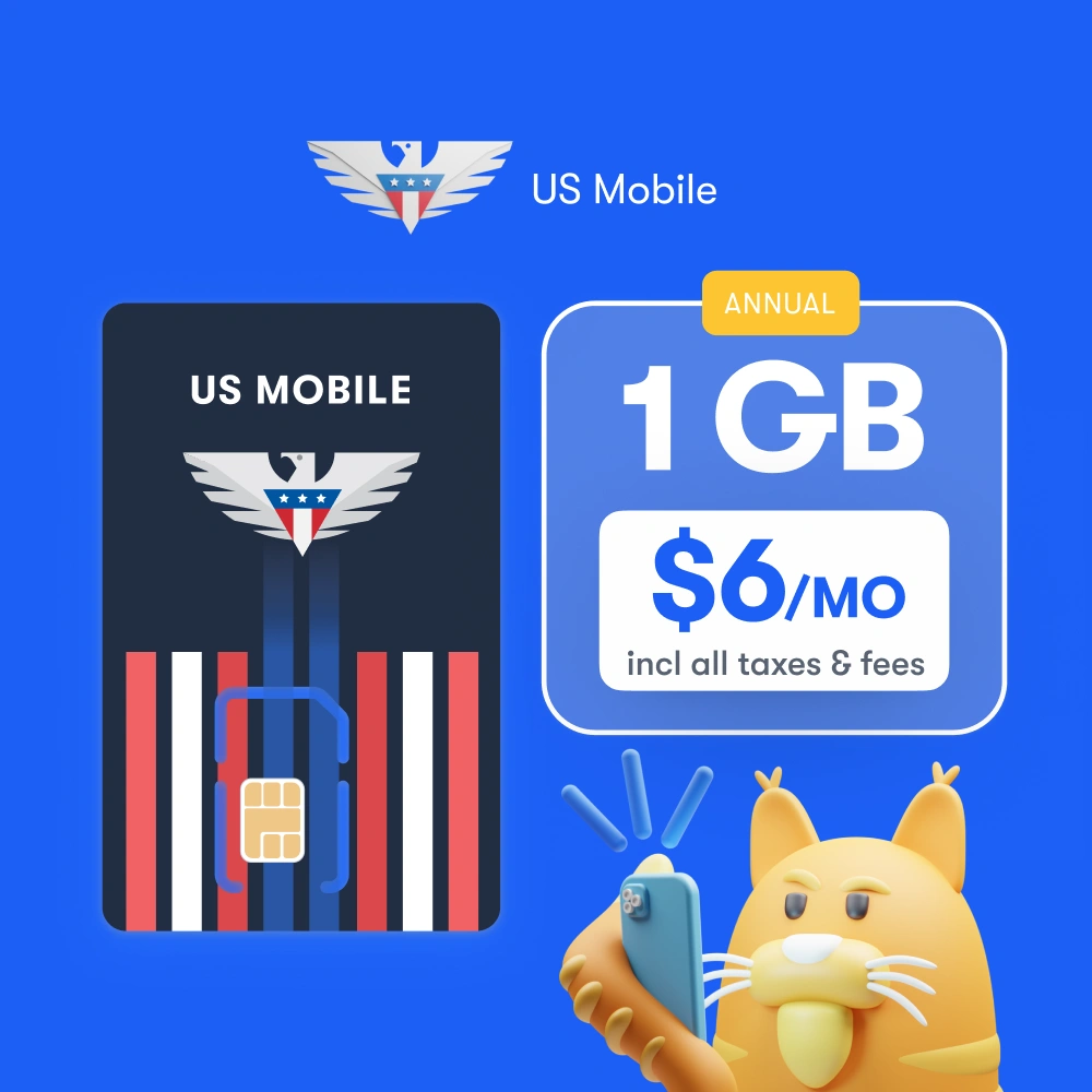 1GB Plan, $6/mo Annual Prepaid Phone Plan | US Mobile | SIM card or eSIM