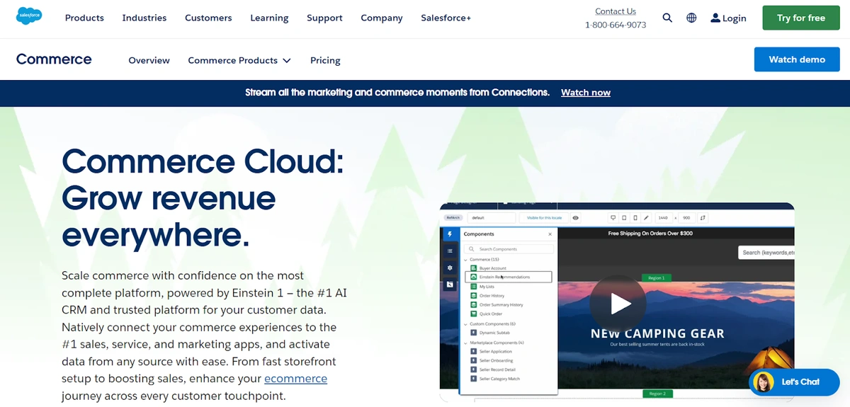 Salesforce commerce cloud solutions page