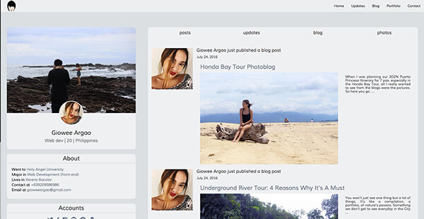 screenshot of social media like blog design