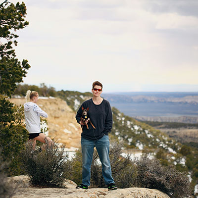 Hiking with a friend.