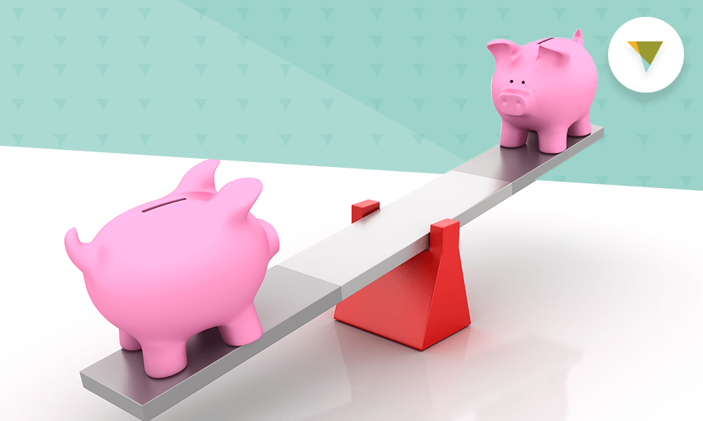 Piggy banks on a see-saw