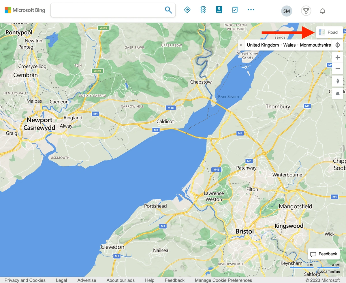 Bing maps road example