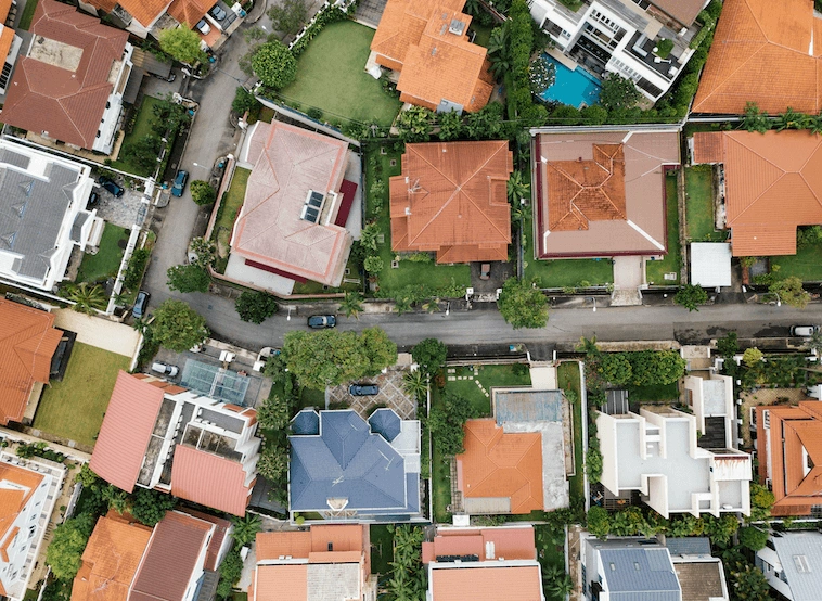 Aerial image of a residential neighbourhood