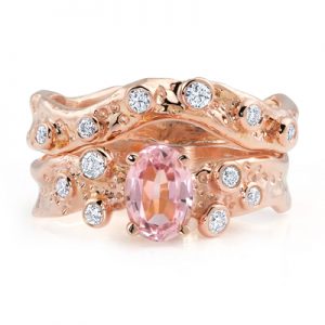 Kristen Baird: Beneath the Stars rose gold rings with pink tourmaline