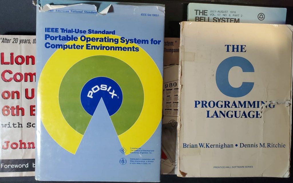 Some UNIX books mentioned in the text; from this author's library