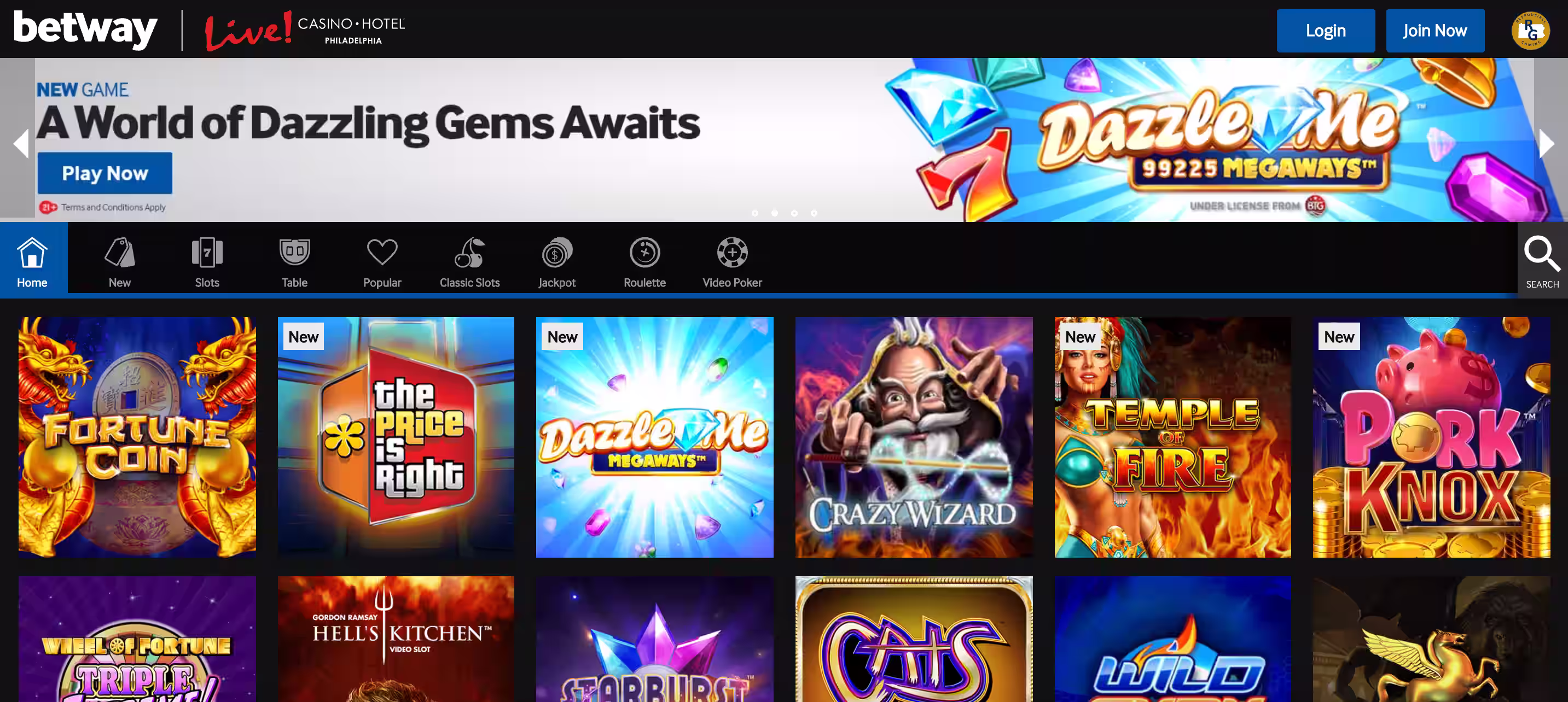 Betway Casino Web Homepage