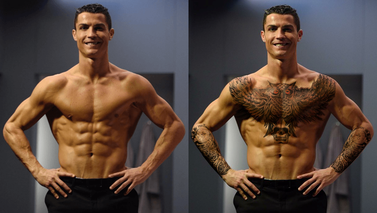 What would Cristiano Ronaldo look like if he had tattoos TattoosWizard