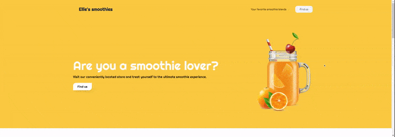 Resulting smoothie product landing page