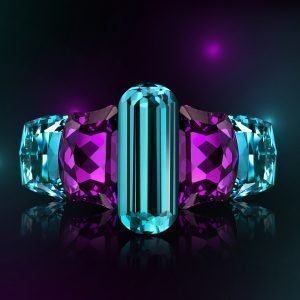 Purple and light blue gemstones