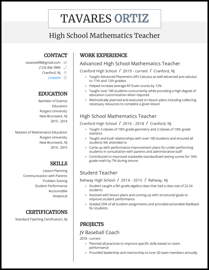 5 Teacher Resume Examples That Worked In 2021