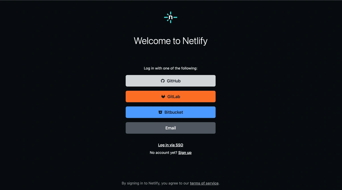 Netlify sign up