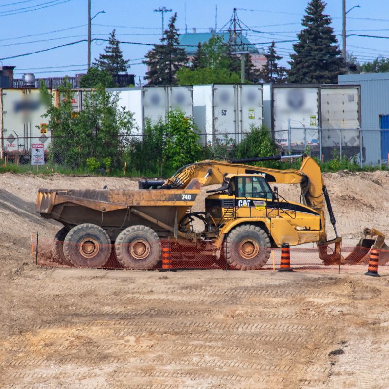 Cat 740 articulated dump truck on a construction site