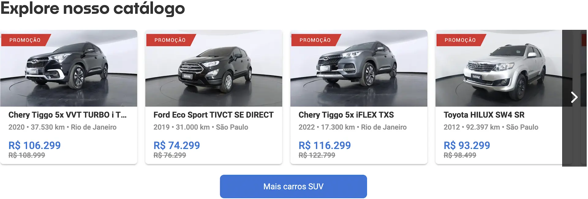 Carro SUV preço