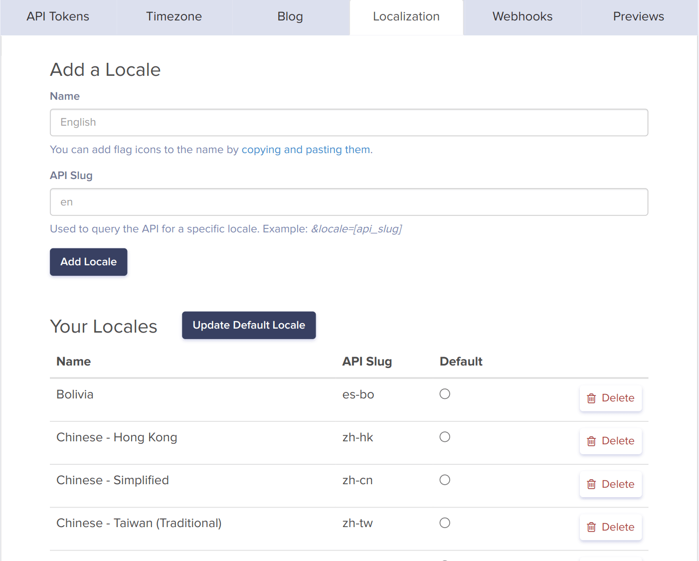 Configure limitless locales