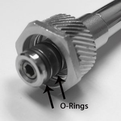 close up view of o rings on a jewelry torch tip connection point