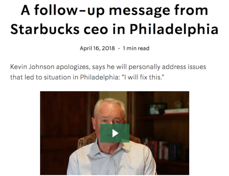 starbucks ceo apology video