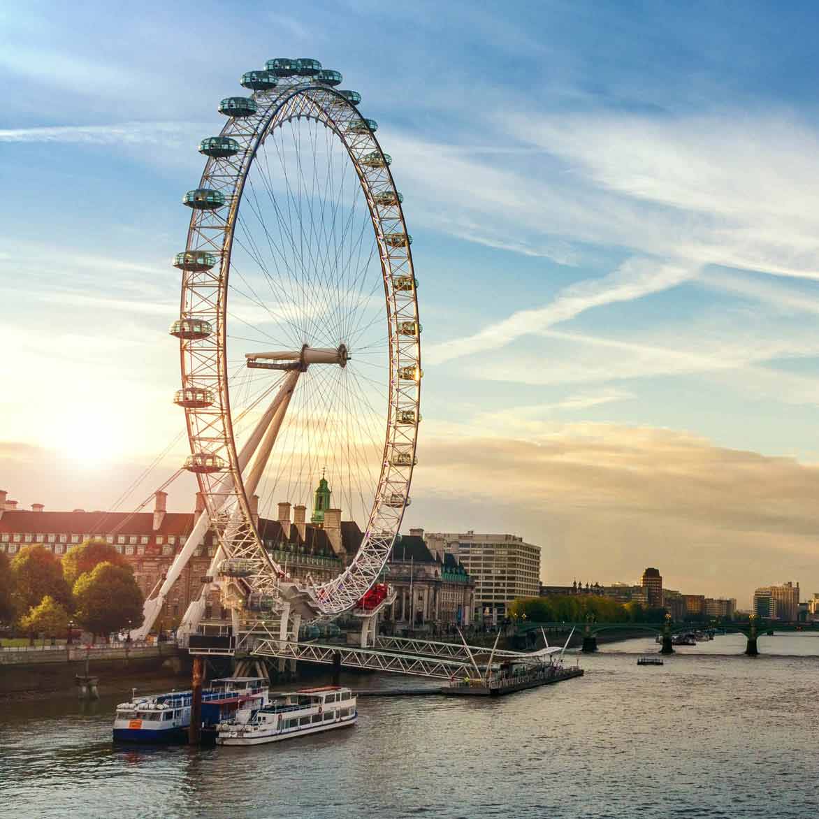 London Eye along the water in London, United Kingdom during the day